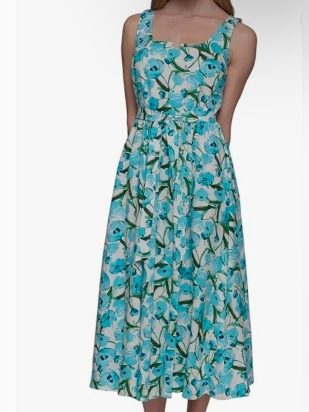 Karl Lagerfeld women Aqua Floral Tie-Waist Dress - Picture 5 of 6
